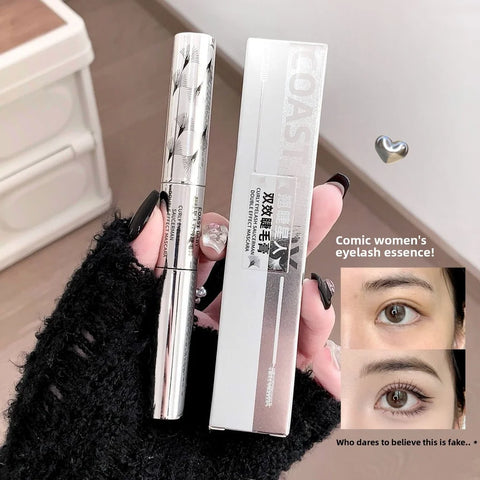 Double-ended mascara, volumizing, long-lasting, waterproof, smudge-proof, curling, smooth application