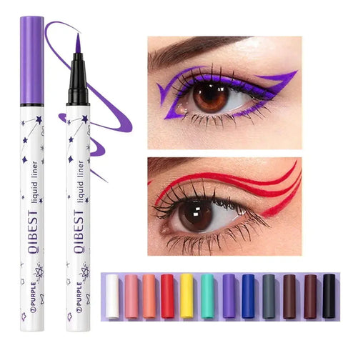 Ultra-Thin Black Eyeliner Pencil Waterproof Long Lasting Smooth 12 Colors Colorful Liquid Eyeliner High Makeup Pigment Eyeliner