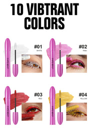 10 Colors Waterproof Volumizing Mascara Smudge-Proof Curling Long-Lasting Sapphire Blue Pink Mascara for Eye Makeup Cosmetics