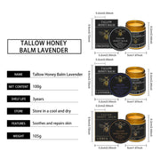 Beef Tallow Honey Balm Deeply Nourishing Moisturizing Skin Barrier Repair Care Natural Organic Grass Fed Beef Tallow Balm 100g