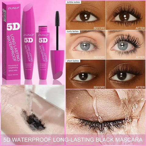 24H Wear Volumizing Mascara 5D Waterproof Lengthening Eyelash Cream For Thicker Fuller Lashes No Clumping