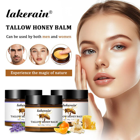 Honey Tallow Balm Beef Tallow Balm Moisturizing Cream for Soft Smooth Skin Handmade All-Natural Moisturizer Antioxidant Skincare