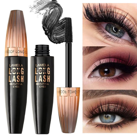 Waterproof 4D Mascara Thick Long Smudge-proof Plump Encrypted Long-lasting Curling Large Eye Makeup, Makeup Tools