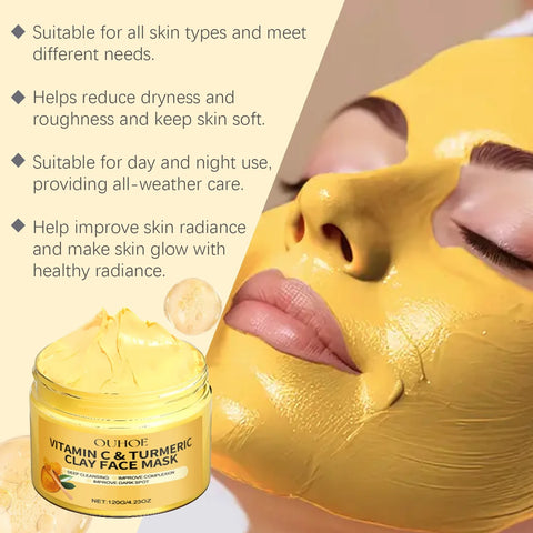 Vitamin C Exfoliating facial mask Turmeric Exfoliating facial mask Improve Pore Deep Cleaning facial mask   Apply facial mask