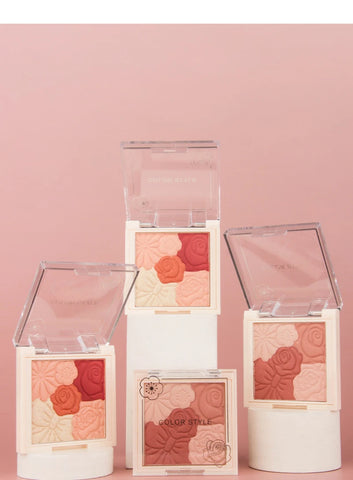 Makeup Blush Palette Natural Contour Highlight Palette Matte Pearlescent Embossed Petal Orange Blush Rouge Petal Blush Palette