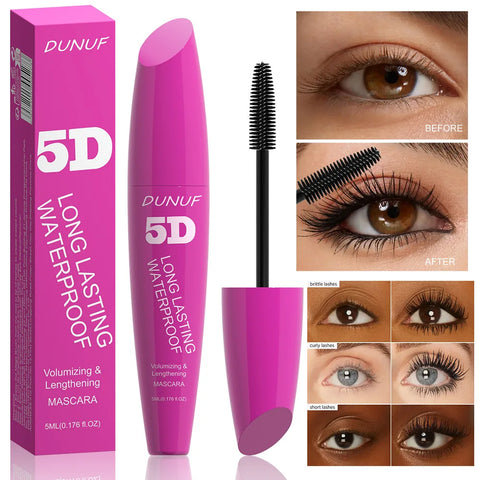 24H Wear Volumizing Mascara 5D Waterproof Lengthening Eyelash Cream For Thicker Fuller Lashes No Clumping