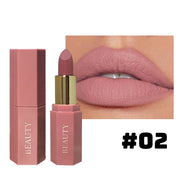 Matte waterproof velvet nude lipstick - Sexy red-brown long-lasting makeup - Professional style, easy to carry