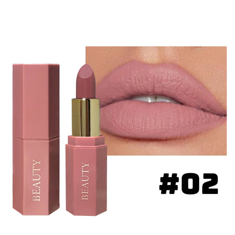 Matte waterproof velvet nude lipstick - Sexy red-brown long-lasting makeup - Professional style, easy to carry