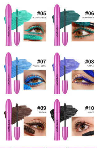 10 Colors Waterproof Volumizing Mascara Smudge-Proof Curling Long-Lasting Sapphire Blue Pink Mascara for Eye Makeup Cosmetics