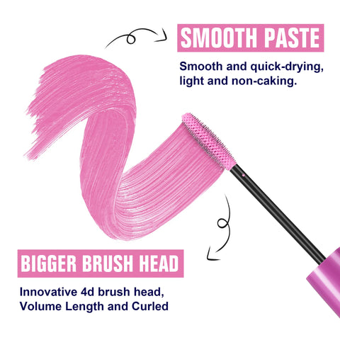 10 Colors Waterproof Volumizing Mascara Smudge-Proof Curling Long-Lasting Sapphire Blue Pink Mascara for Eye Makeup Cosmetics