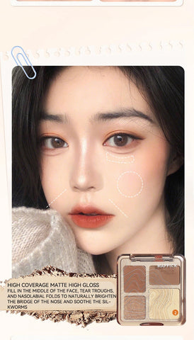 MAFFICK 4-Color Contour Palette:Matte Brightener, and Shimmer Highlight-Versatile Multi-Use Palette for Eye Shadow, Contouring,