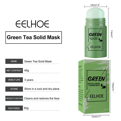 Face Clean Mask Green Tea Stick Deep Cleansing Mud Film Oil Control Remove Blackheads Pores Shrink Beauty Skin Set for Travel