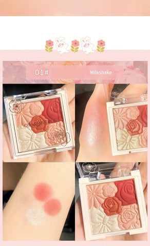 Makeup Blush Palette Natural Contour Highlight Palette Matte Pearlescent Embossed Petal Orange Blush Rouge Petal Blush Palette