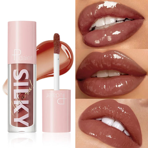Silky Lip Gloss - Waterproof, Long-Lasting Moisturizing Liquid Lipstick with Mirror Finish, Non-Sticky, Full Shine, Fade-Resista