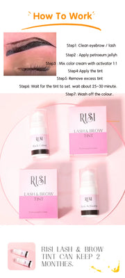 RISI Brow Lamination Brow Tint kit Long Lasting Waterproof Professional Brow Tint 3 Colors Eye Brow Tint Brow Tint