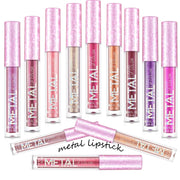 Matte Metallic Liquid Lipstick 12 Colors Waterproof Lasting Glitter Lip Gloss Shiny Shimmer Lip Tint Party Festival Lips Makeup