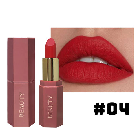Matte waterproof velvet nude lipstick - Sexy red-brown long-lasting makeup - Professional style, easy to carry