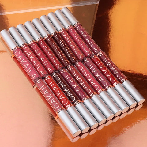 1 Pcs Waterproof Lip Gloss Lipstick Set - Nude, Dark Brown & Matte Red Shades, Long-Lasting 24-Hour Wear, Suitable for All Skin