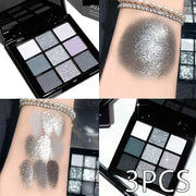 Nine-color eyeshadow palette, gray-pink smoky makeup, matte pearlescent silkworm brightening makeup