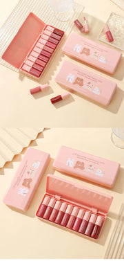 Set of 10 Shimmering Lip Glosses, Easy to Apply, Lip Glaze, Lipstick, Non-Stick Cup, Non-Fading, Moisturizing, Shiny Lip Gloss, Glass Lip, Shimmering Pearlescent Lip Gloss Set