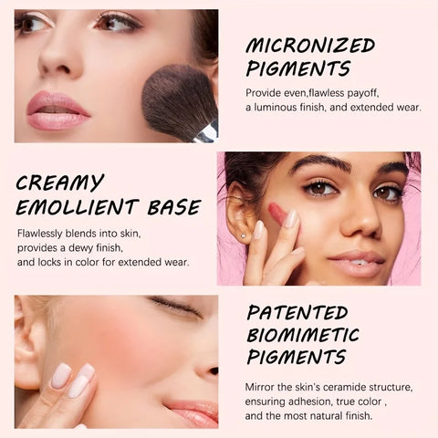 6 Shades Blush-Looking Matte Shimmery Blush Makeup Palette, Contour and Highlight, Long-Wearing, Blendable Makeup Palette