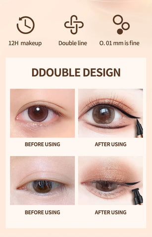 O'CHEAL Eyeliner Stamp Black Liquid Eyeliner Pen Waterproof Fast Dry Dual Head Eye Liner Pencil Make-up for Women Cosmetics Tool