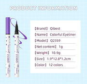 Ultra-Thin Black Eyeliner Pencil Waterproof Long Lasting Smooth 12 Colors Colorful Liquid Eyeliner High Makeup Pigment Eyeliner