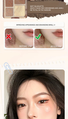 MAFFICK 4-Color Contour Palette:Matte Brightener, and Shimmer Highlight-Versatile Multi-Use Palette for Eye Shadow, Contouring,