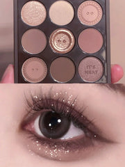 2024 New Nine-Color Sweater Knit Button Eyeshadow Tray Pearl Matte Low Saturation Deep Oat Earth Color