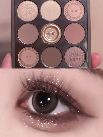 2024 New Nine-Color Sweater Knit Button Eyeshadow Tray Pearl Matte Low Saturation Deep Oat Earth Color