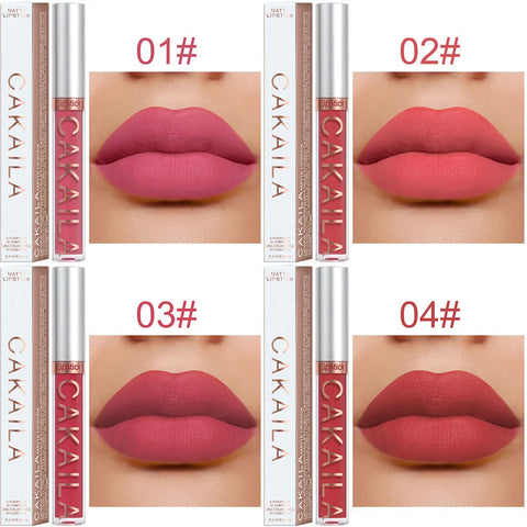 1 Pcs Waterproof Lip Gloss Lipstick Set - Nude, Dark Brown & Matte Red Shades, Long-Lasting 24-Hour Wear, Suitable for All Skin