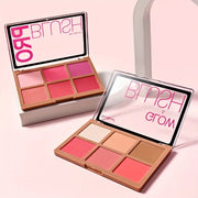 6 Shades Blush-Looking Matte Shimmery Blush Makeup Palette, Contour and Highlight, Long-Wearing, Blendable Makeup Palette