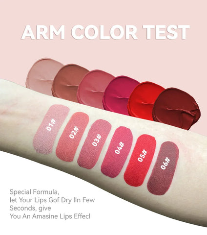 6 Colors Nude Matte Lip Gloss Waterproof Lasting Lipstick Not Fading Sexy Nude Red Pink Velvet Liquid Lipsticks Makeup Cosmetic
