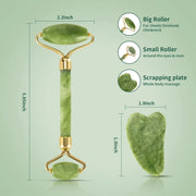 Gua Sha Jade Roller Facial Tools Face Roller and gua shua Set for Puffiness and Redness Reducing Skin Care Gift for Women Green