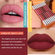 1 Pcs Waterproof Lip Gloss Lipstick Set - Nude, Dark Brown & Matte Red Shades, Long-Lasting 24-Hour Wear, Suitable for All Skin