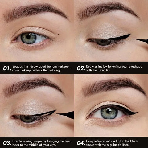 Black Liquid Eyeliner, Quick-drying, Smudge-proof, Sweat-proof and Waterproof, Long-lasting Slim Eyeliner