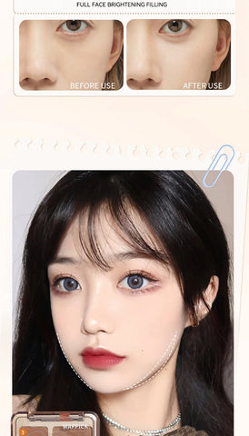 MAFFICK 4-Color Contour Palette:Matte Brightener, and Shimmer Highlight-Versatile Multi-Use Palette for Eye Shadow, Contouring,