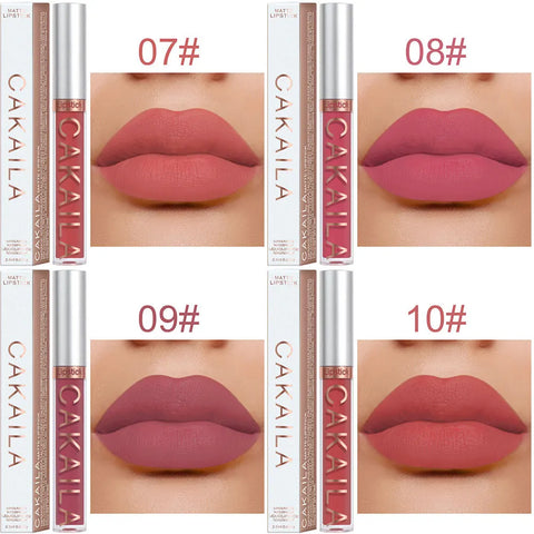 1 Pcs Waterproof Lip Gloss Lipstick Set - Nude, Dark Brown & Matte Red Shades, Long-Lasting 24-Hour Wear, Suitable for All Skin