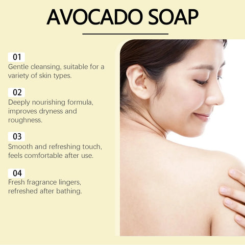 Avocado bath soap gently deeply moisturizing nourish skin cleansing pores refreshing oil control  bath body soap Skincare