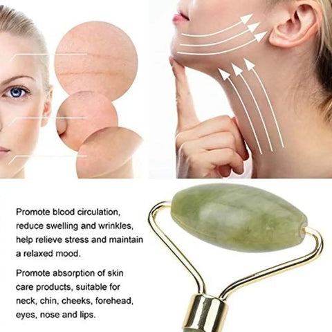 Gua Sha Jade Roller Facial Tools Face Roller and gua shua Set for Puffiness and Redness Reducing Skin Care Gift for Women Green
