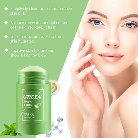 Face Clean Mask Green Tea Cleansing Stick Mask Smear Acne Shrink Blackhead Moisturizing Deep Cleansing Mask Film 40g Pores