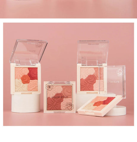 Makeup Blush Palette Natural Contour Highlight Palette Matte Pearlescent Embossed Petal Orange Blush Rouge Petal Blush Palette