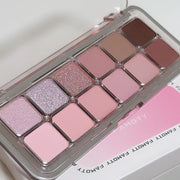 12-Color Low Saturation Eyeshadow Palette All Matte Tea Apricot Eye Makeup Palette Daily Earth Makeup Long Lasting Eye Shadows