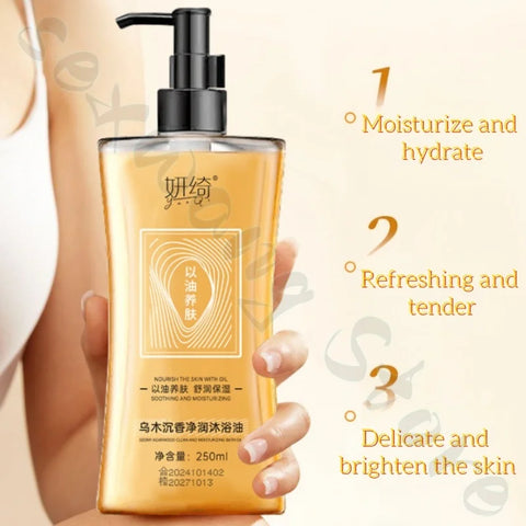 250ml ebony agarwood bath oil gentle cleansing moisturizing skin rejuvenation balance water oil to improve rough and dry skin