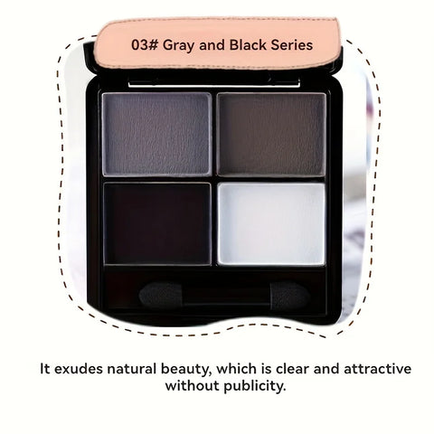 4-Color Eyeshadow Palette Gray & Black Smoky Matte Pearlescent Shimmer Brightening Base Eye Makeup Primer with Application Tool