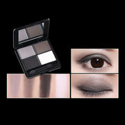 4-Color Eyeshadow Palette Gray & Black Smoky Matte Pearlescent Shimmer Brightening Base Eye Makeup Primer with Application Tool
