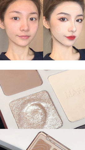 MAFFICK 4-Color Contour Palette:Matte Brightener, and Shimmer Highlight-Versatile Multi-Use Palette for Eye Shadow, Contouring,