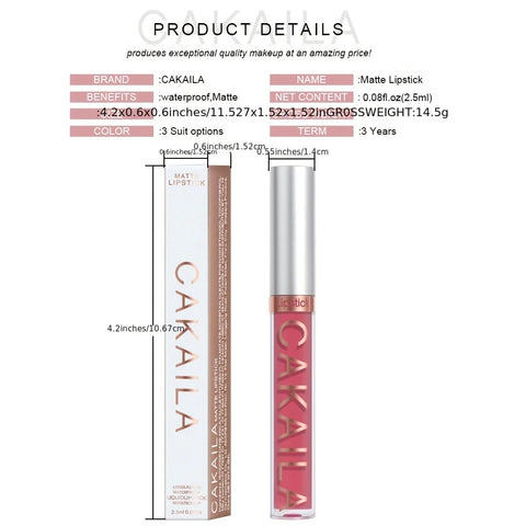 1 Pcs Waterproof Lip Gloss Lipstick Set - Nude, Dark Brown & Matte Red Shades, Long-Lasting 24-Hour Wear, Suitable for All Skin