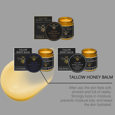 Beef Tallow Honey Balm Deeply Nourishing Moisturizing Skin Barrier Repair Care Natural Organic Grass Fed Beef Tallow Balm 100g