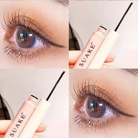 Silk Fiber Curling Mascara Ultra-Fine Brush Lengthening Volumizing Waterproof Smudge-Proof Long-Lasting Natural Lashes Cosmetics